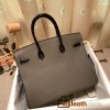 Hermes Birkin 35cm togo & chamois  8F/ Etain& 89 /Black So Black Hardware Full Handmade 009
