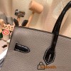 Hermes Birkin 35cm togo & chamois  8F/ Etain& 89 /Black So Black Hardware Full Handmade 009
