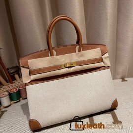 Hermes Birkin 35cm canvas 7T/Blue Electric Silver Hardware Full Handmade 011