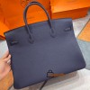 Birkin 40cm Togo Leather 2Z/Blue Nuit & 8V/Orange Poppy with Silver Hardware | Fully Handcrafted