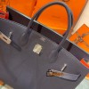 Birkin 40cm Togo Leather 2Z/Blue Nuit & 8V/Orange Poppy with Silver Hardware | Fully Handcrafted