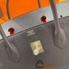 Birkin 40cm Togo Leather 2Z/Blue Nuit & 8V/Orange Poppy with Silver Hardware | Fully Handcrafted