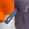 Birkin 40cm Togo Leather 2Z/Blue Nuit & 8V/Orange Poppy with Silver Hardware | Fully Handcrafted
