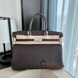 Birkin 40cm Togo Leather 46/Ebene with Silver Hardware | Fully Handcrafted