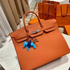 Birkin 40cm Togo Leather 93/Orange with Silver Hardware | Fully Handcrafted