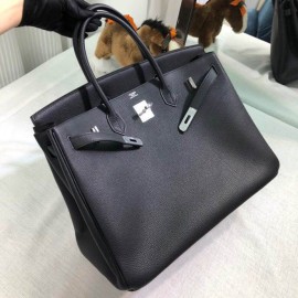 Birkin 40cm Togo Leather 89/Black (Noir) with Silver Hardware | Fully Handcrafted