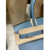 30cm Birkin (Trianon Canvas & Leather) – Color: Blue Jean – Known as a limited-edition model, this stylish design combines denim and leather to express both a vintage feel and modernity at the same time.