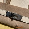 Hermès Birkin 25 (Triomphe H Canvas & Swift Leather) – Color: I2/Nata (with Silver Hardware) – A soft cream-white hue – This model is characterized by a combination of high-quality Swift leather and lightweight canvas. The natural cream-white color create
