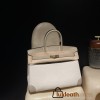 Hermès Birkin 35 (Togo Leather & Canvas) – Color: Tortue Gray with Gold Hardware