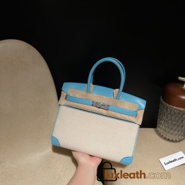 New Arrival ✨ Hermès Birkin 30 (Canvas & Swift Leather) – Color: P3/Blue Nuit with Gold Hardware – The combination of different materials creates a special elegance.
