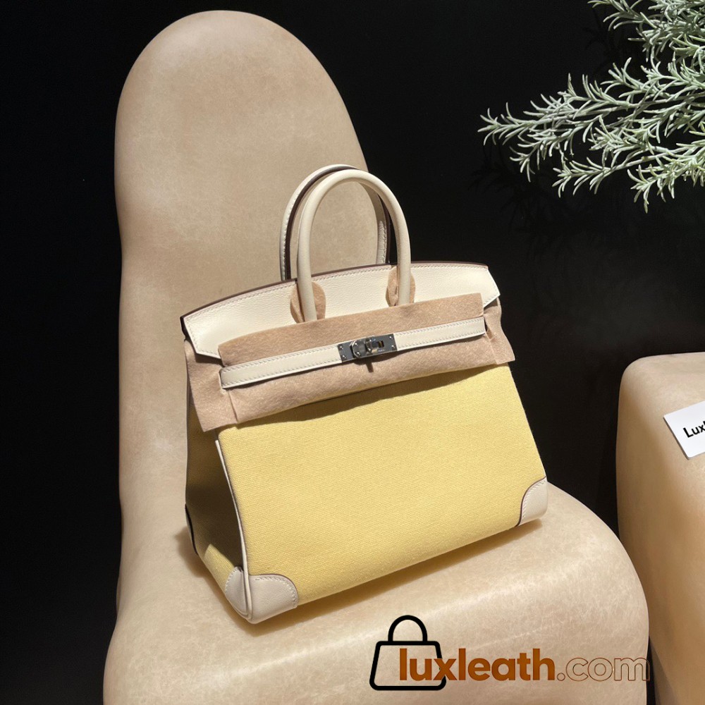 Hermès Birkin Triomphe H 25 (Canvas & Swift Leather) – The Ultimate Combination Swift Leather / Nata with Silver Hardware
