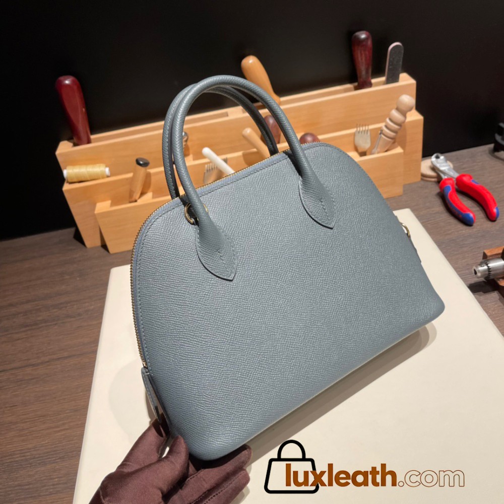 Hermes 25cm bolide Epsom Y7 /Blue Orage Full Handmade Silver Hardware002
