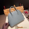 Hermes 25cm bolide Epsom Y7 /Blue Orage Full Handmade Silver Hardware002