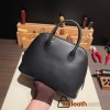 Hermes 25cm bolide Epsom 89 /Black (Noir) Full Handmade Gold Hardware005