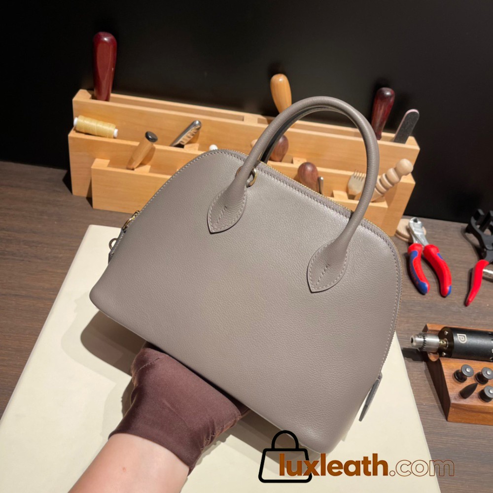 Hermes 25cm bolide Evercolor 0L/ Gris Meyer Full Handmade Gold Hardware006