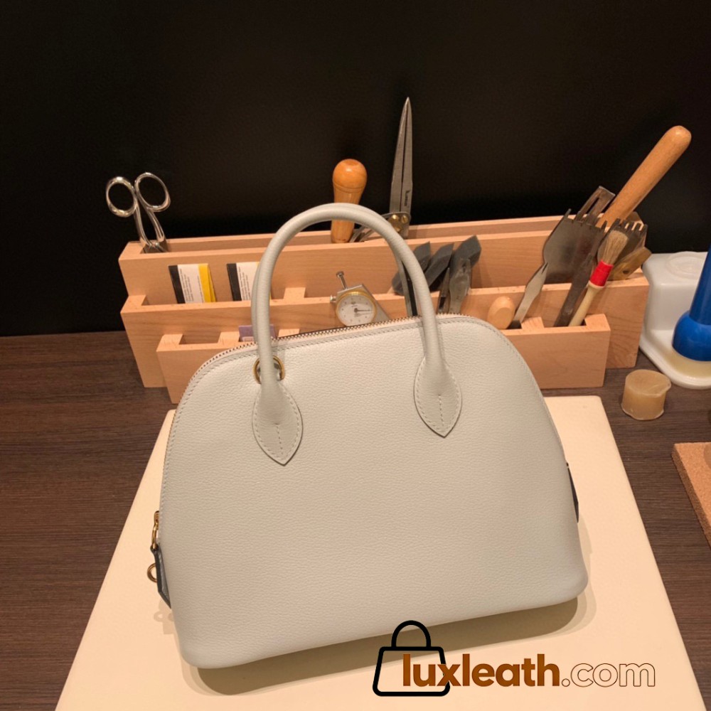 Hermes 25cm bolide evercolor 4Z /Gris Mouette Full Handmade Gold Hardware 019