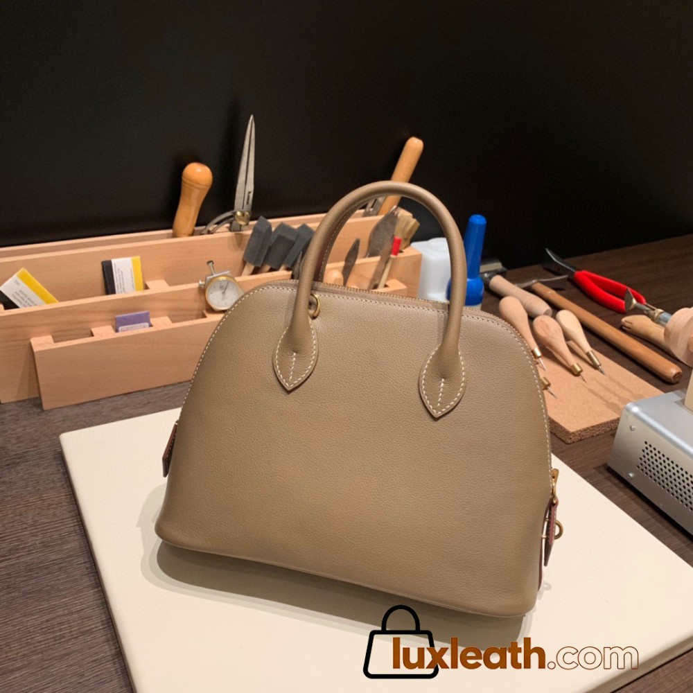 Hermes 25cm bolide evercolor 18 /Étoupe Grey (Étoupe) Full Handmade Gold Hardware026