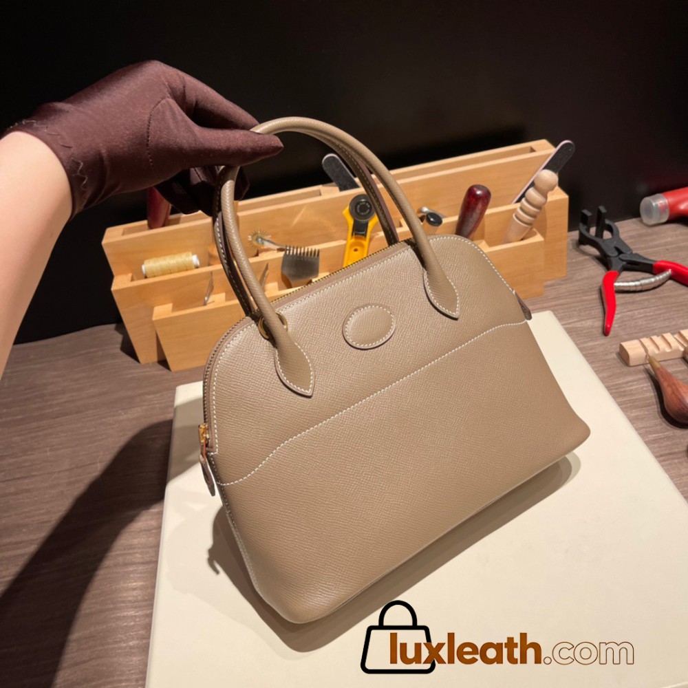 Hermes 27cm bolide 18 /Étoupe Grey (Étoupe)Gold Hardware Full Handmade