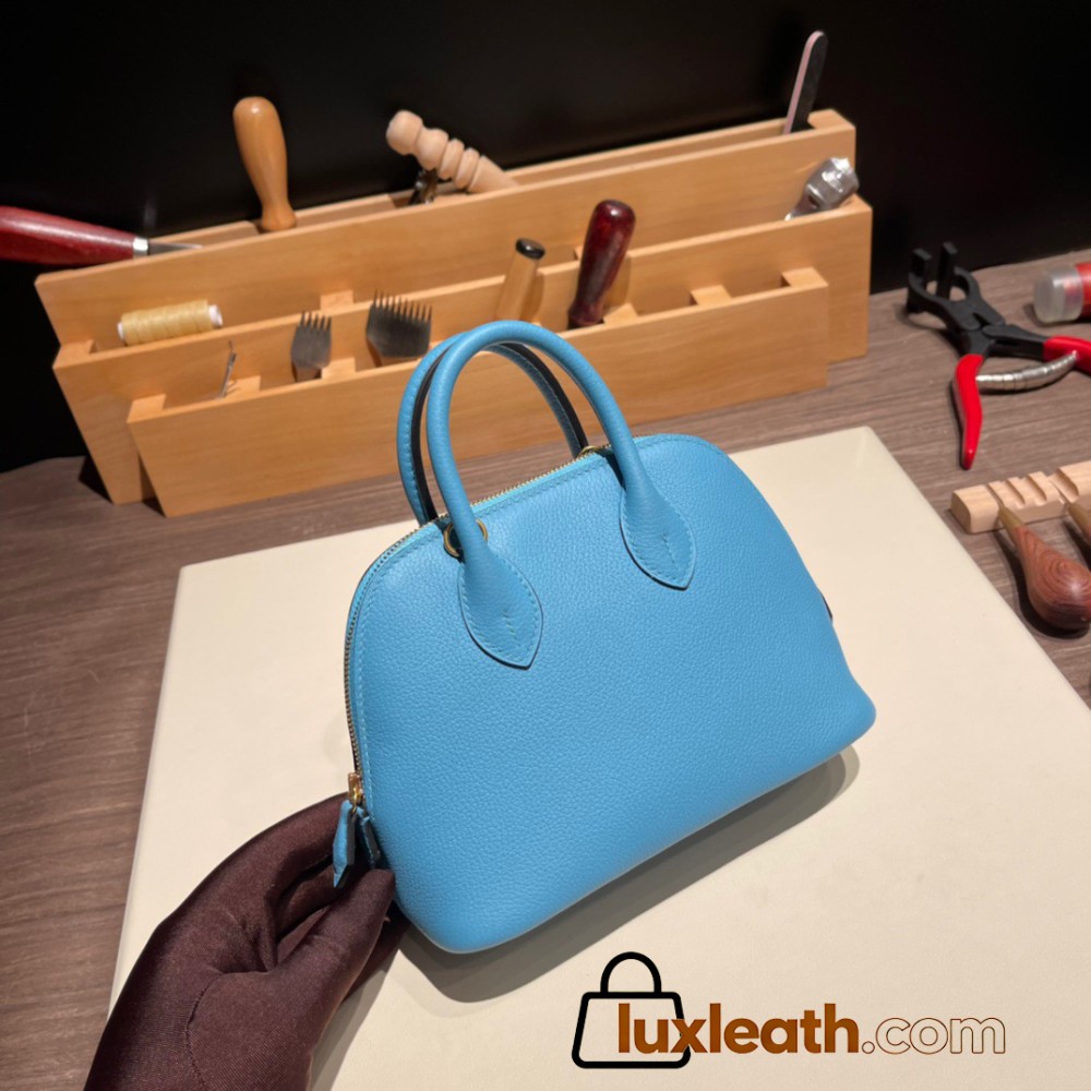 Hermes mini bolide evercolor P3 /Blue du Nord Full Handmade 011