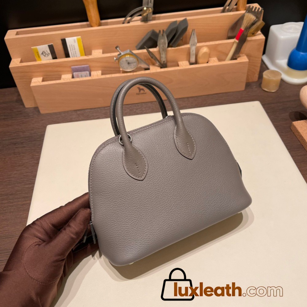 Hermes mini bolide evercolor 8F /Etain Full Handmade 013