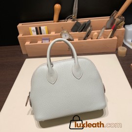 Hermes mini bolide Chevre 80 /Pearl Grey  Full Handmade 045