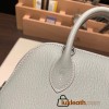 Hermes mini bolide Chevre 80 /Pearl Grey  Full Handmade 045