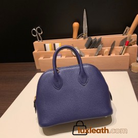 Hermes mini bolide Chevre M3/Blue Encre Full Handmade 050