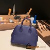Hermes mini bolide Chevre M3/Blue Encre Full Handmade 050
