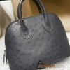 【NEW】Mini Bolide 18cm Ostrich 89 / Black  Gold Hardware Full Hand-Stitching