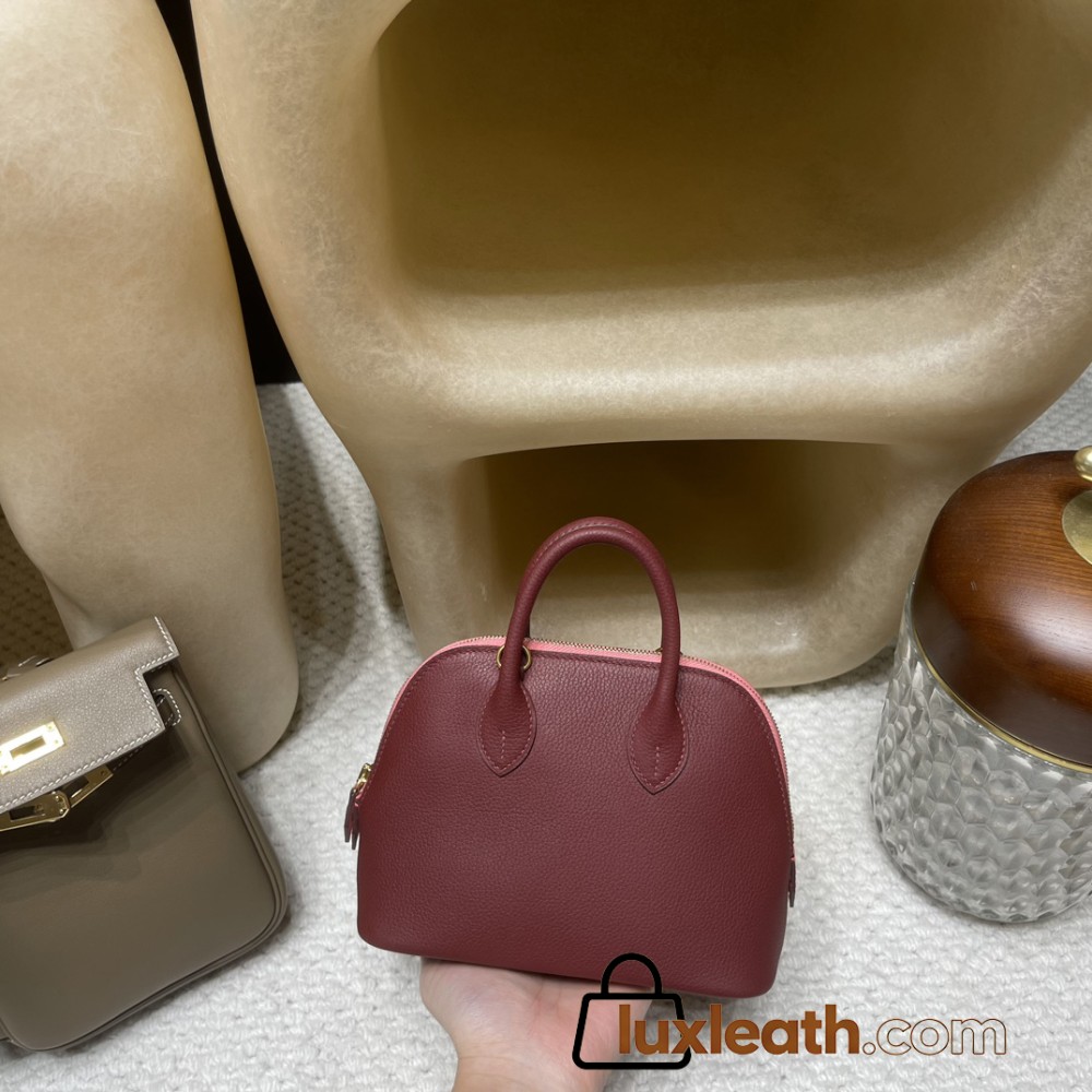 【NEW】Mini Bolide Evercolor 0G / Rouge Sellier ×K4 Rose d’ete Gold Hardware New stock Mini Bolide Full Hand-Stitching