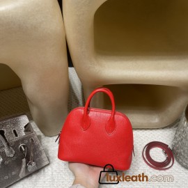 【Mini bolide】 Chevre S3 / Rouge Cœur Silver Hardware, Full Hand-Stitching