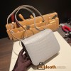 Hermes Constance 19cm Crocodile 80 /Pearl Grey (Gris Perle) 18cm Full Handmade