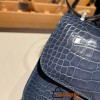 Hermes Constance 19cm Crocodile N7 /Blue Tempete 18cm Full Handmade