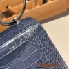 Hermes Constance 19cm Crocodile N7 /Blue Tempete 18cm Full Handmade