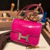 Hermes Constance 19cm Shiny Alligator Crocodile J5 /Rose Scheherazade 18cm Full Handmade