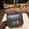 Hermes Constance 19cm Matte Alligator Crocodile 88/ Graphite  Gold Hardware 18cm Full Handmade