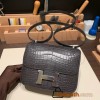 Hermes Constance 19cm Matte Alligator Crocodile 88/ Graphite  Gold Hardware 18cm Full Handmade