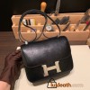 Hermes Constance 19cm lizard 89 /Black (Noir) Silver Hardware 18cm Full Handmade