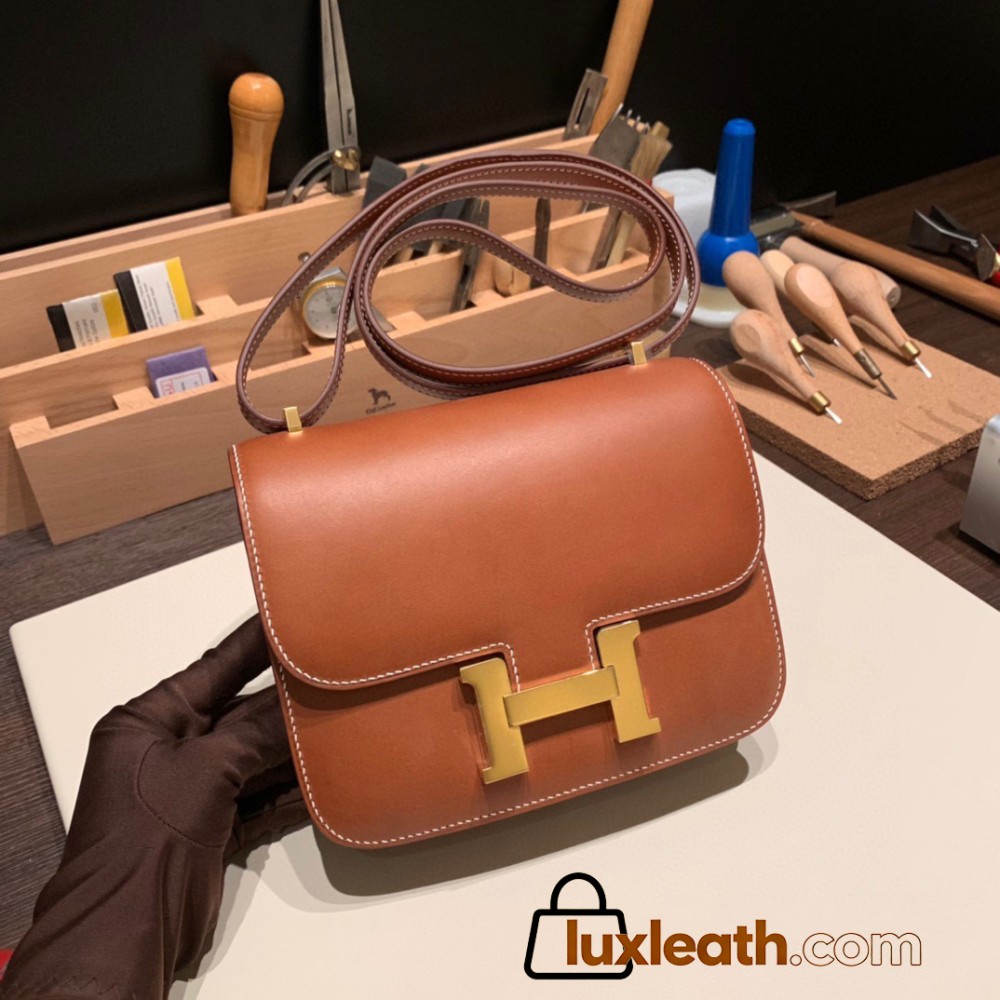 Hermes Constance 19cm Barenia 01 /Himalaya 18cm Full Handmade