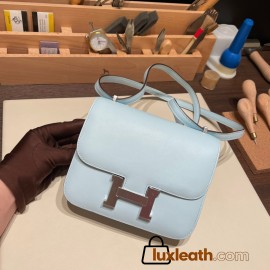 Hermes Constance 19cm swift 7R/ Azur Silver Hardware 18cm Full Handmade