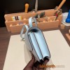 Hermes Constance 19cm swift 7R/ Azur Silver Hardware 18cm Full Handmade