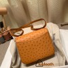 Hermes Constance 19cm ostrich 9H/ Soleil Silver Hardware 18cm Full Handmade