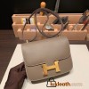 Hermes Constance 19cm Epsom 18 /Étoupe Grey Gold Hardware 18cm Full Handmade