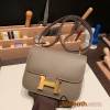 Hermes Constance 19cm Epsom 18 /Étoupe Grey Gold Hardware 18cm Full Handmade