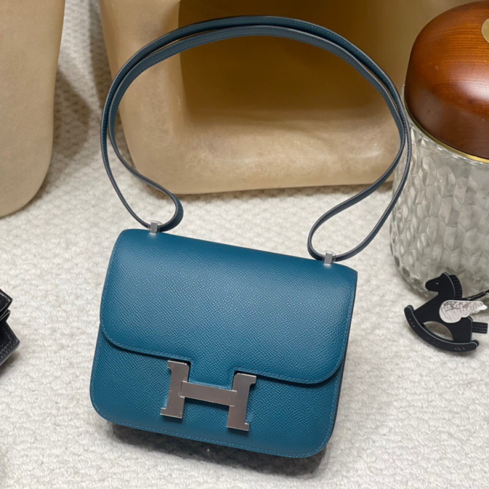  HERMES Constance ⅢMini Epsom  W0/Vert Bosphore  & S4/Deep Blue   Full Handmade
