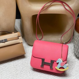  Constance HERMES Constance Ⅲ Mini   Mini Epsom  8W/ Rose Azalee   Full Handmade Silver Hardware 