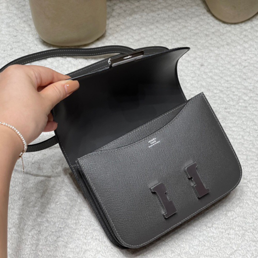  Constance HERMES Constance ⅢMini Epsom  88/Graphite    Full Handmade Silver Hardware 
