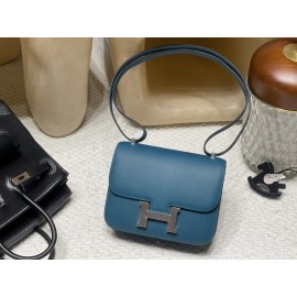 7P/Blue de Presse  & R2/Blue Agate   Silver Hardware Constance Mini Constance 19cm Epsom