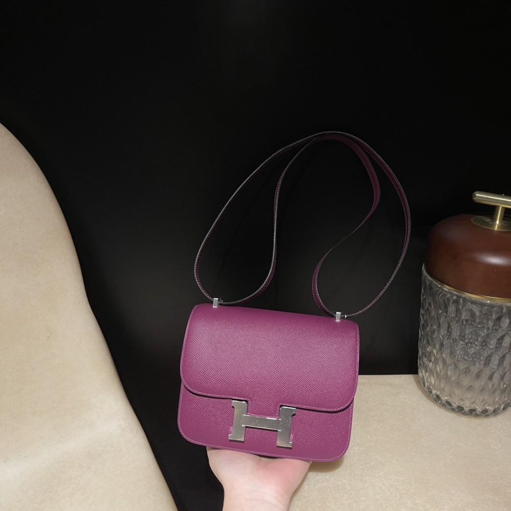 47/Chocolat  & 9D /Jaune Ambre   Constance Mini Constance 19cm box  Silver Hardware