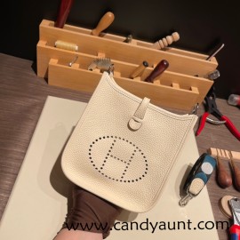 HERMES TPM Mini Evelyn Clemence 18 /Étoupe Grey GoldHardware